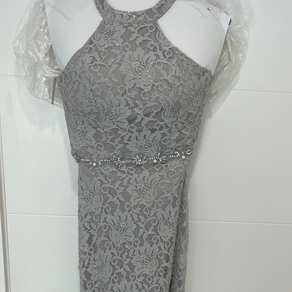 City Studios Juniors' Glitter Maxi Dress Gray